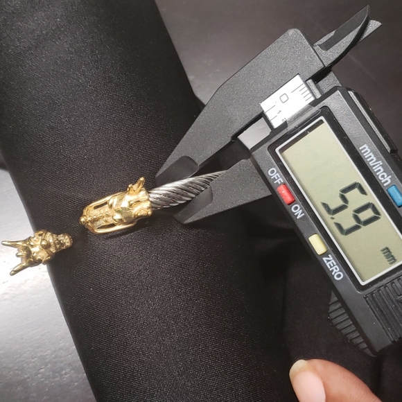 Two-Tone Dragon Heads Stainless Steel Bangle - Picture 5 of 7